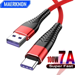 100W USB to Type C 7A Data cable Super Fast Charging Line Wire Mobile Phone For Xiaomi Samsung Huawei P60 Honor 0.25M/1M/2M/3M