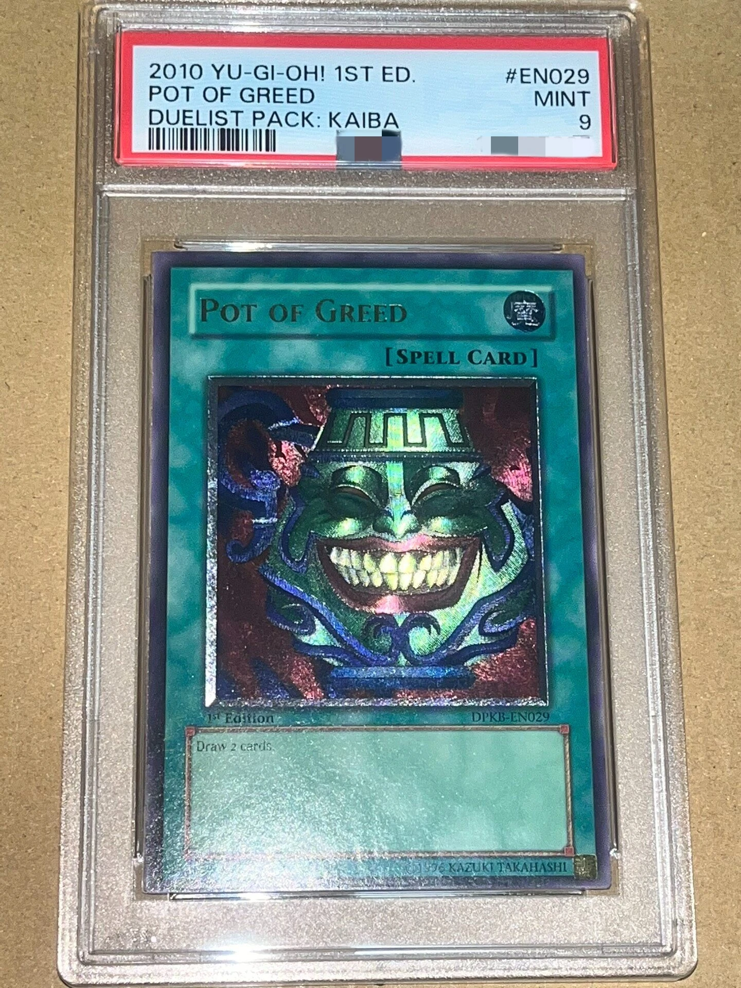 Yu-Gi-Oh! DIY Custom DPKB-EN029 Pot of Greed 1st Ed, Ultimate Rare PSA-Style MINT9 Graded Slab (Not Original)
