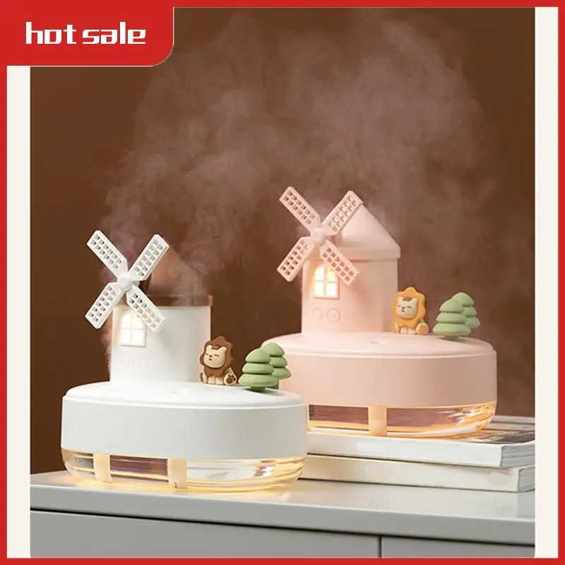 

A57M-Windmill Humidifier Mini Desktop Cute Pet Humidifier Cool Mist Humidifier With Music Box And Night Light