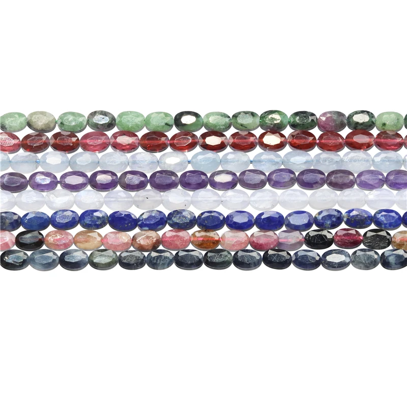 Natural Stone Tourmaline Garnet Sapphire Aquamarine Moonstone Oval Faceted Beads Size 4x6MM For Jewelry Making Diy Bracelet