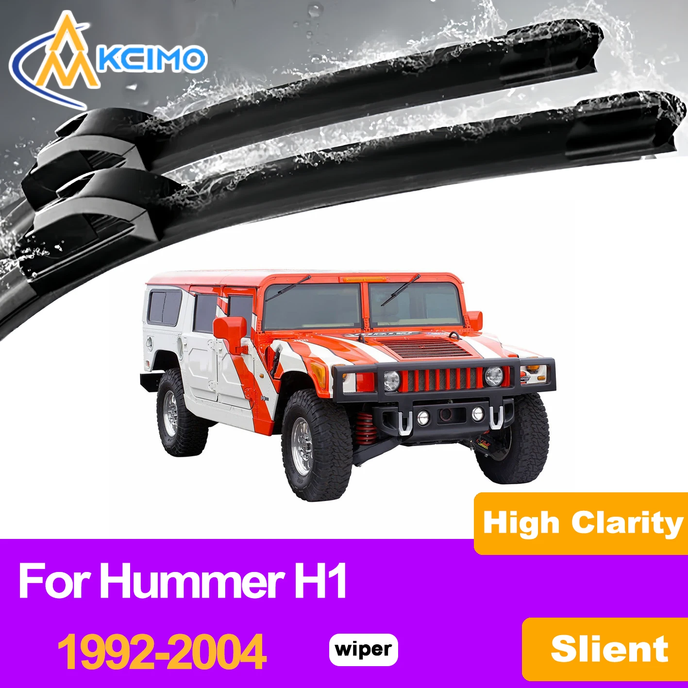 

KCIMO 2PCS Front Windshield Wiper Blades For Hummer H1 1992-2004, Clear Windshield View Rainy Snowy Foggy Days Car Accessories