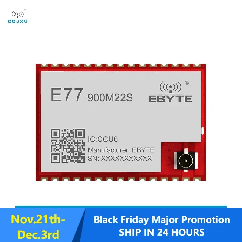 Wireless Module LoRa Spread Spectrum COJXU E77-900M22S 868/915MHz ARM Cortex-M4 Low Power Consumption IPEX/Stamp Hole SoC Module