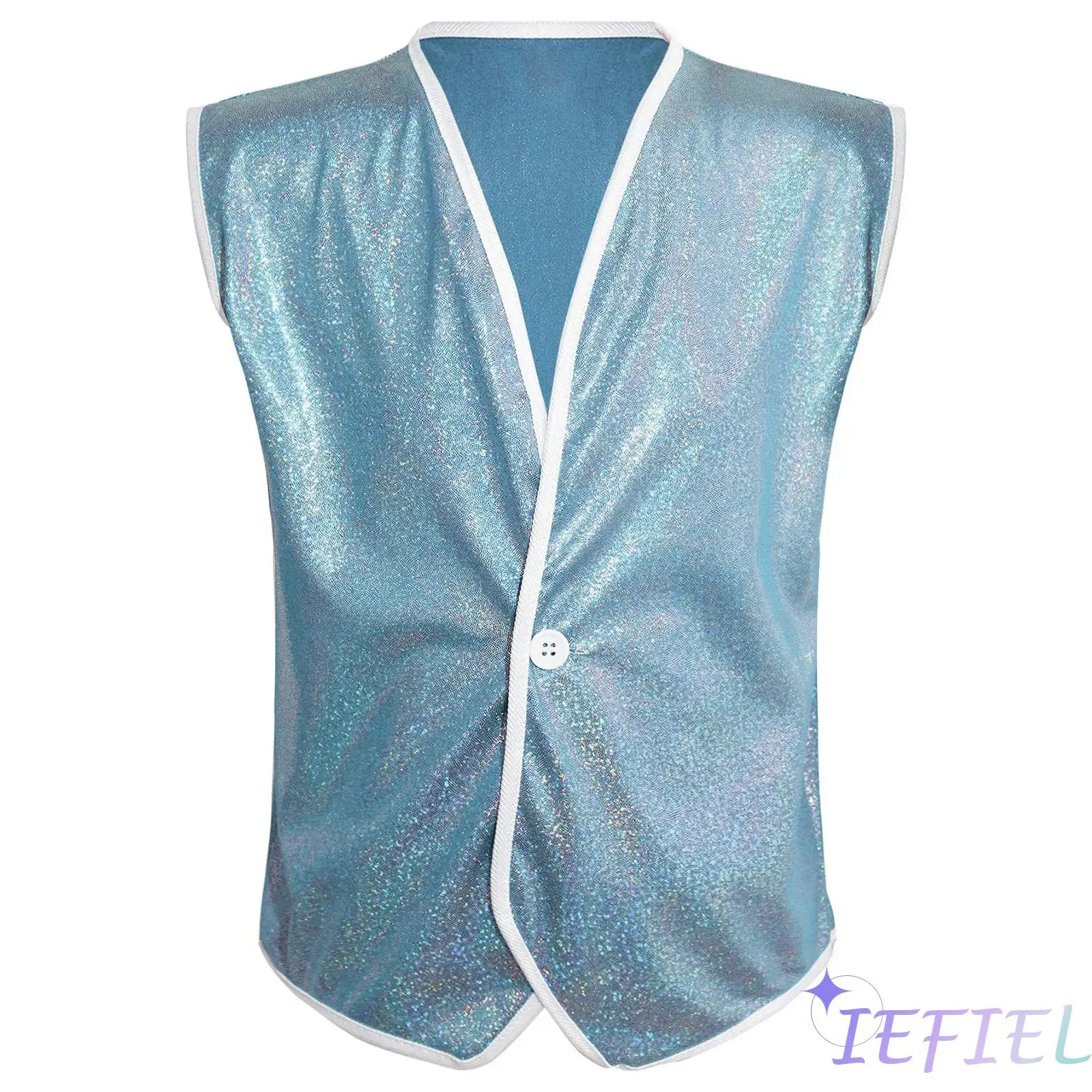 

Детский Блестящий жилет без рукавов для мальчиков и девочек, жилет на одной пуговице, женское танцевальное платье, костюм для выступления на сцене