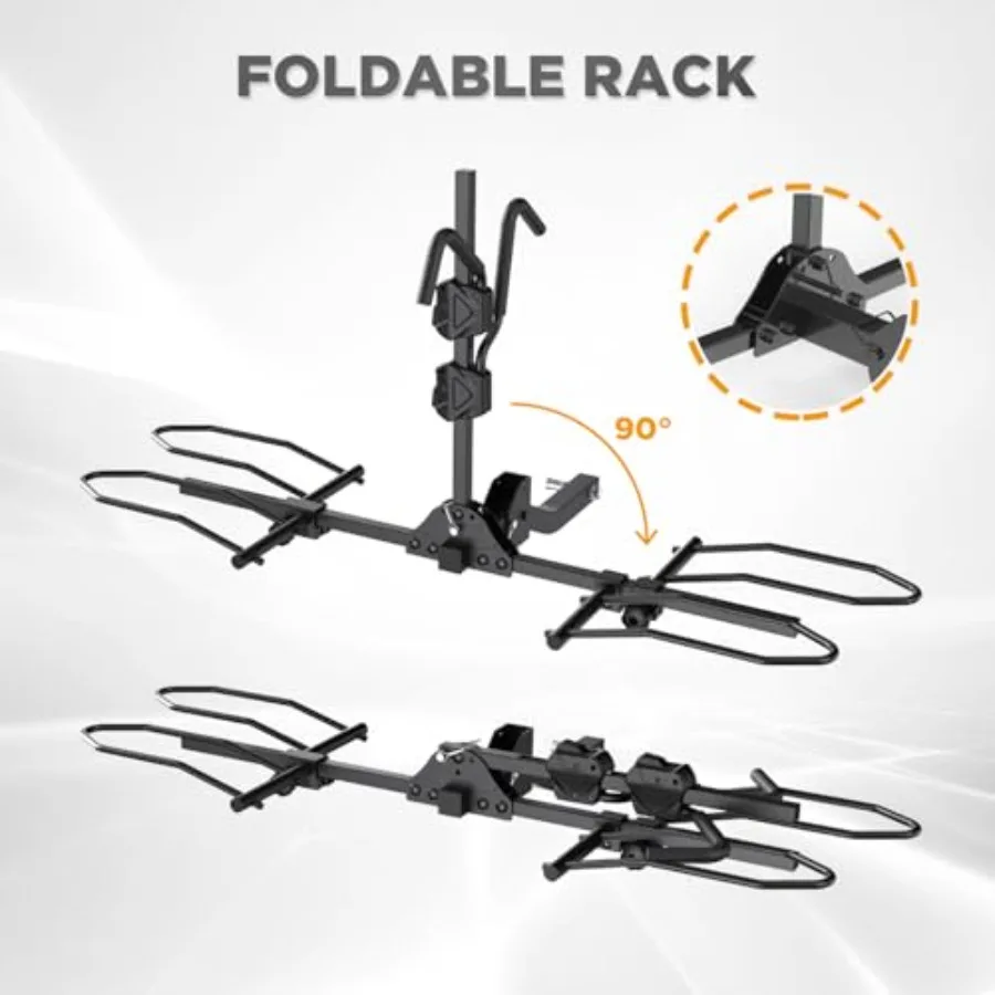 رفوف الدراجة لـ Ebikes رف الدراجة ذات الإطارات الدهوية لدراجة Tow Hitch 2Bike بسعة 160 رطل رف الدراجة الإلكترونية الثقيلة Wobble Free Smar