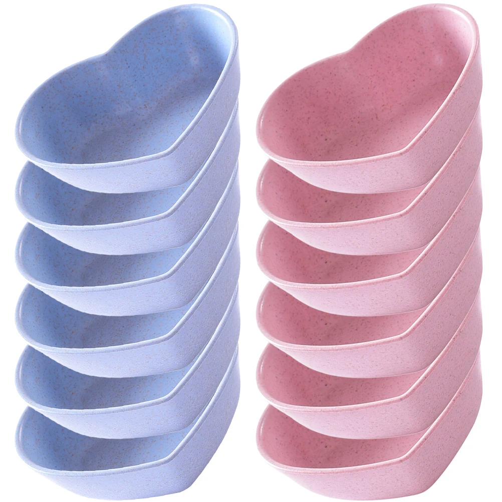 

20pcs Heart Shaped Wheat Straw Small Dishes Sauce Cups Japanese Style Soy Sauce Dishes Condiment Bowls Dipping Bowls Kitchen
