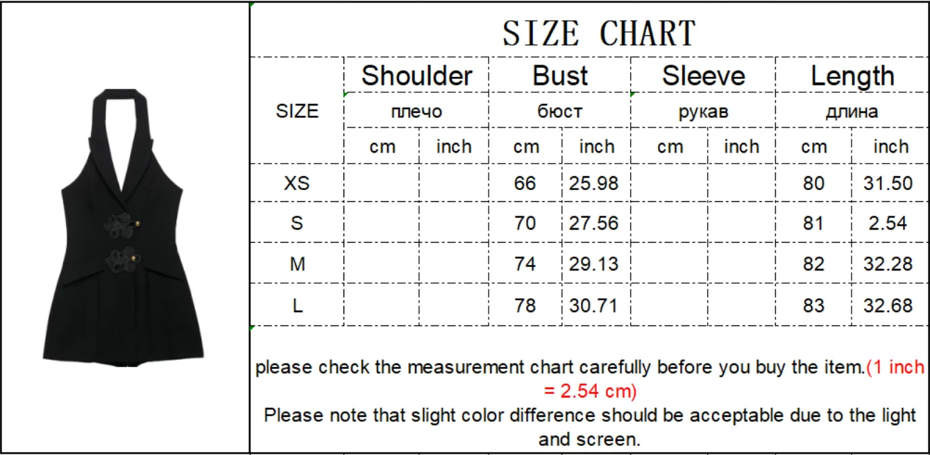 TFMLN 2026 Damen Trend Halter V-Ausschnitt Playsuit Einfarbig Ärmellos Rückenfreier Shorts Eleganter Streetwear-Anzug Schicke Knopf-Dekoration – Detail 1