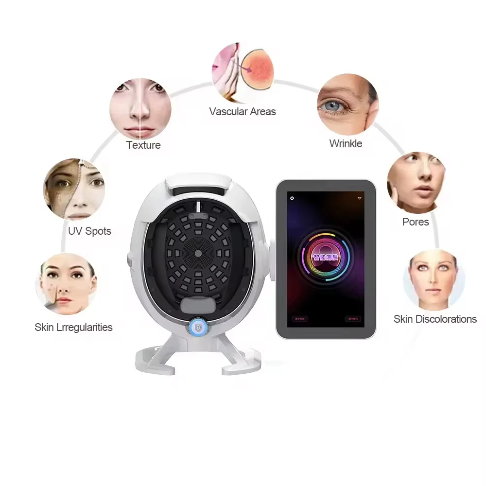 NEW 3D AI Face Skin Diagnostics Analyzer With Microscopic Detection 36 Million Pixel Facial Scanner Tester Skin Analysis Machine