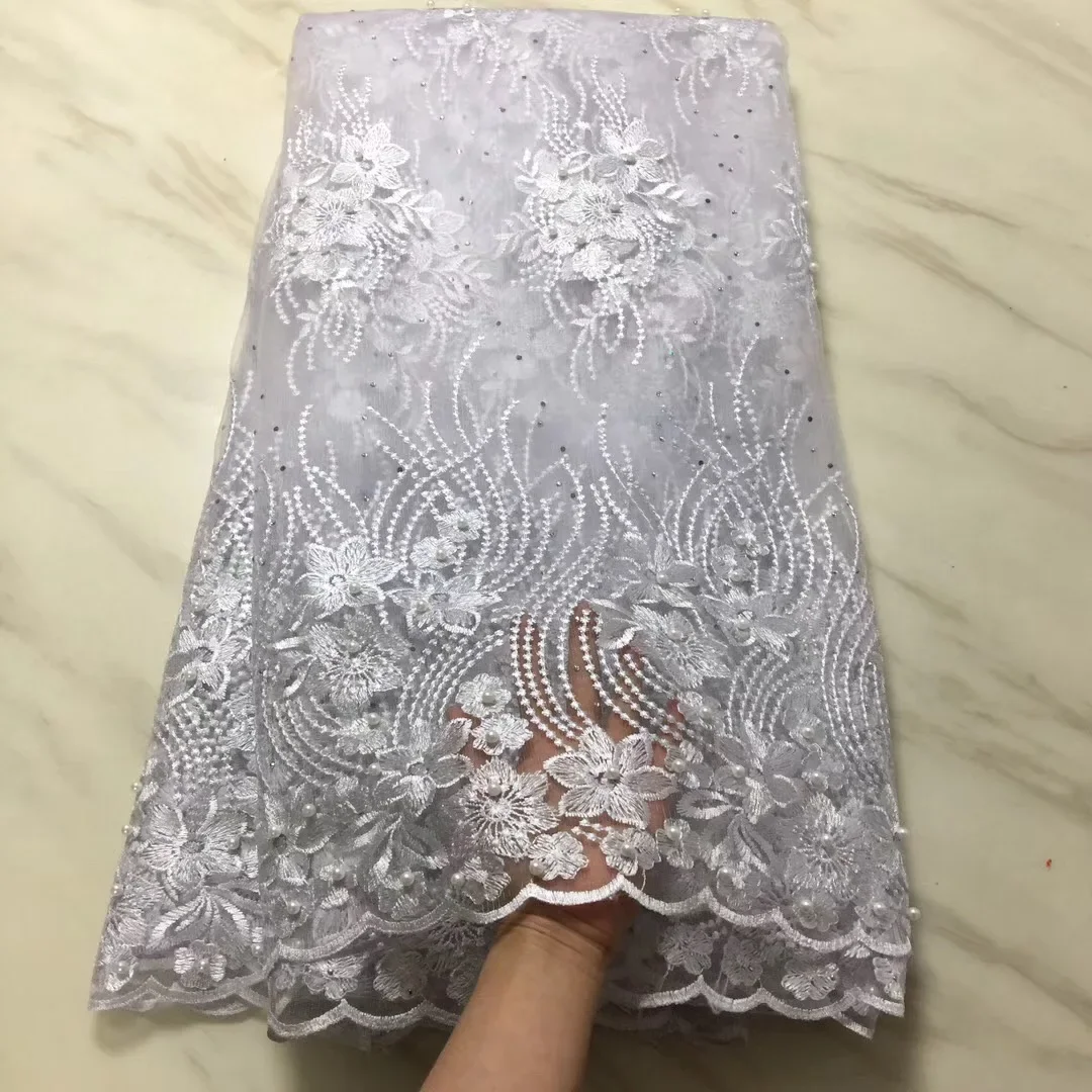 

African Tulle Lace Fabric New 2018 High Quality Guipure Cord Lace White Bridal Nigerian Lace Fabric For Wedding Dress