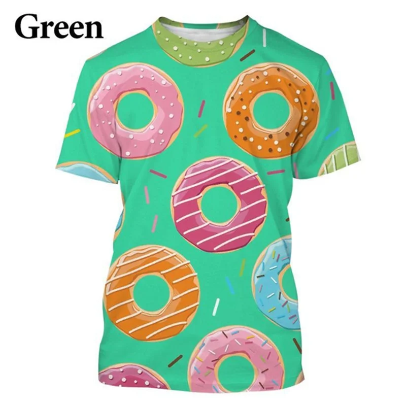 New Summer 3D Printing Chocolate Donuts T Shirt Children Fashion Streetwear Tee Shirts Unisex Summer Funny Y2k Tshirts Clothing