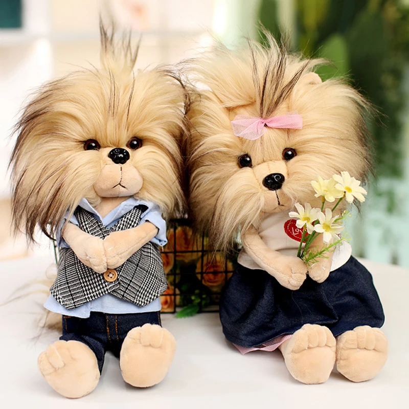 Brinquedo de pelúcia realista Yorkshire Terrier para crianças, animais de pelúcia, casais modelos, decoração do quarto, amantes, 40cm