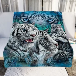 Tiger and White Tiger Patterns Blanket Animals Flannel Blanket Cosy Lazy Couch Cover Blanket Super Soft Sheet Mattresses