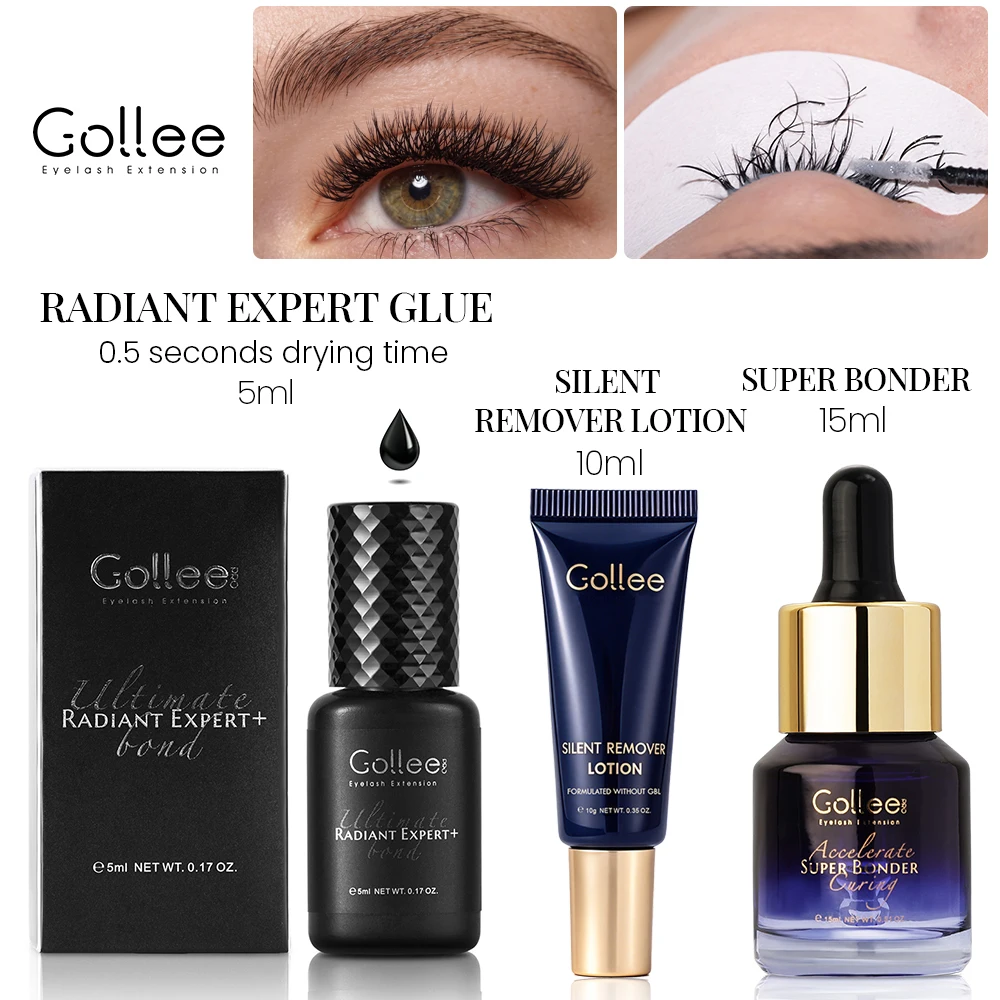 Gollee 0.5-1s Drying Eyelashes Extension Glue Remover Lotion 3-6 Minutes Gentle Professional Lash Extension Super Bonder Lasting