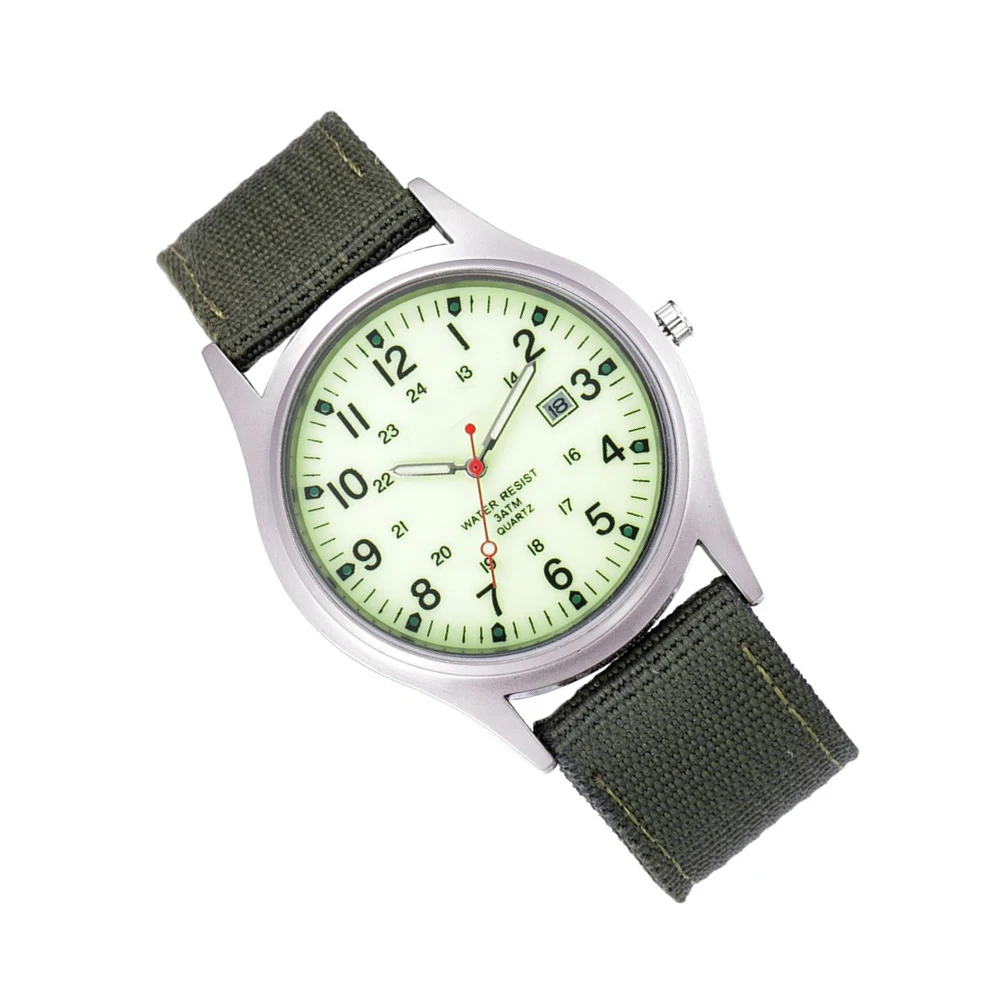 

Luminous Wrist Canvas Band Watches for Men Fashion Male Waterproof Date Display Strap Accessories