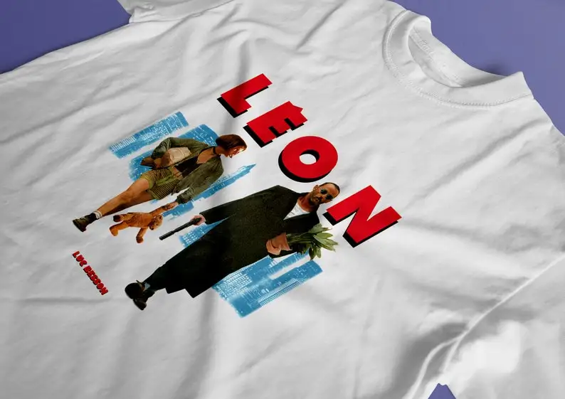 Léon: The Professional, Luc Besson, Jean Reno, Natalie Portman, 1994 - HQ Retro Movie Print T-Shirt, Heavyweight Unisex Crewneck