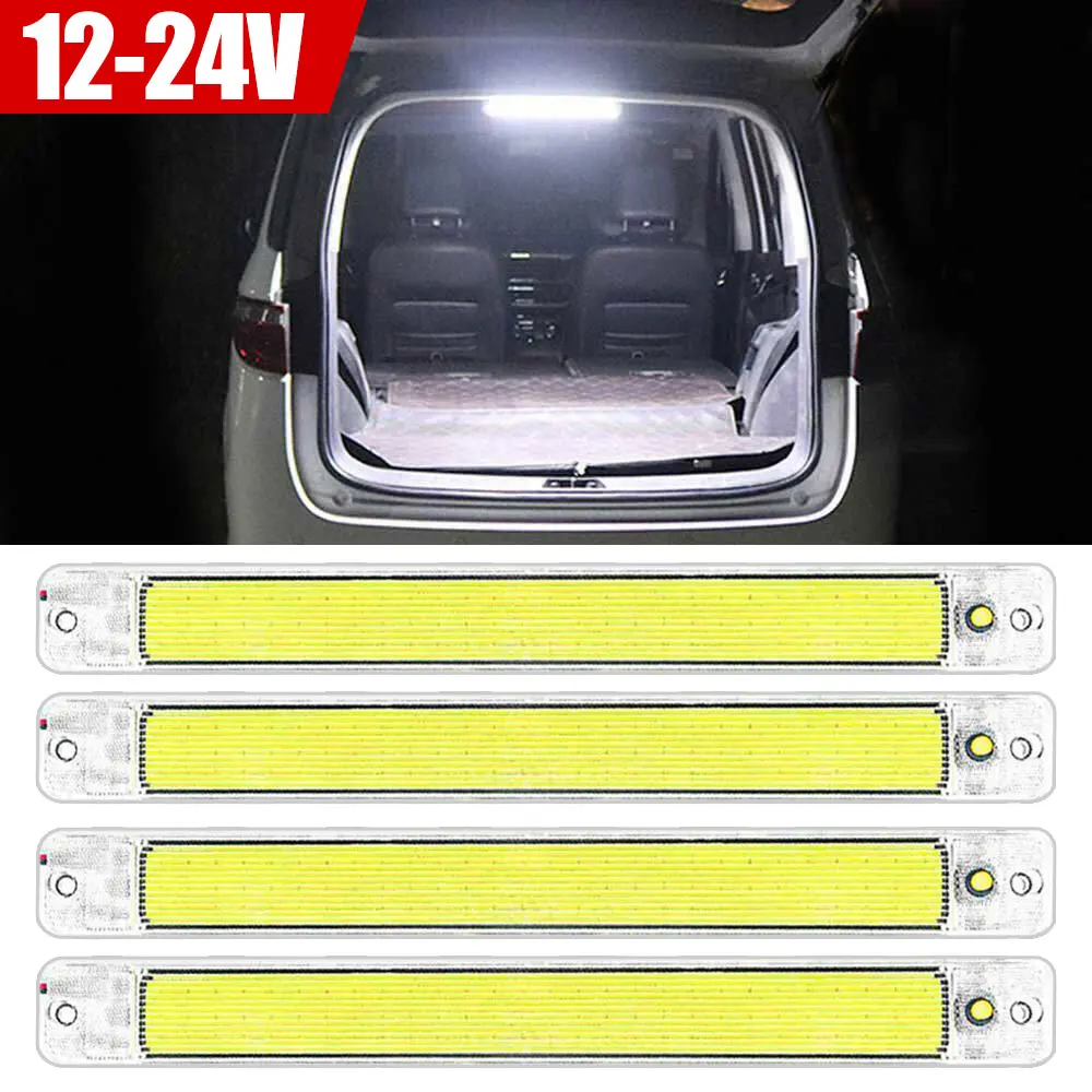 

1-4pcs COB carriage light panel 84 bead high brightness reading light tube thin with cover for car and truck modification light