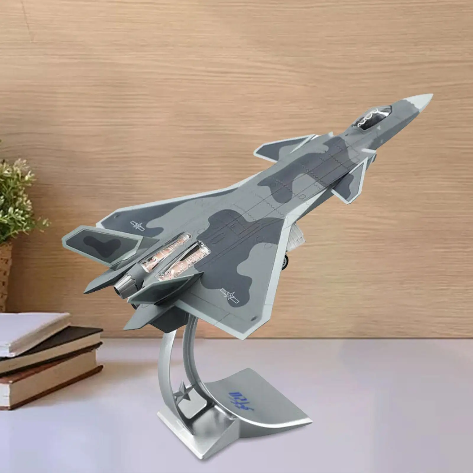 

1/80 Scale J20 Fighter Airplane Diecast Model Birthday Gift Tabletop Decor Simulation Retro Plane Model for Living Room Home Bar