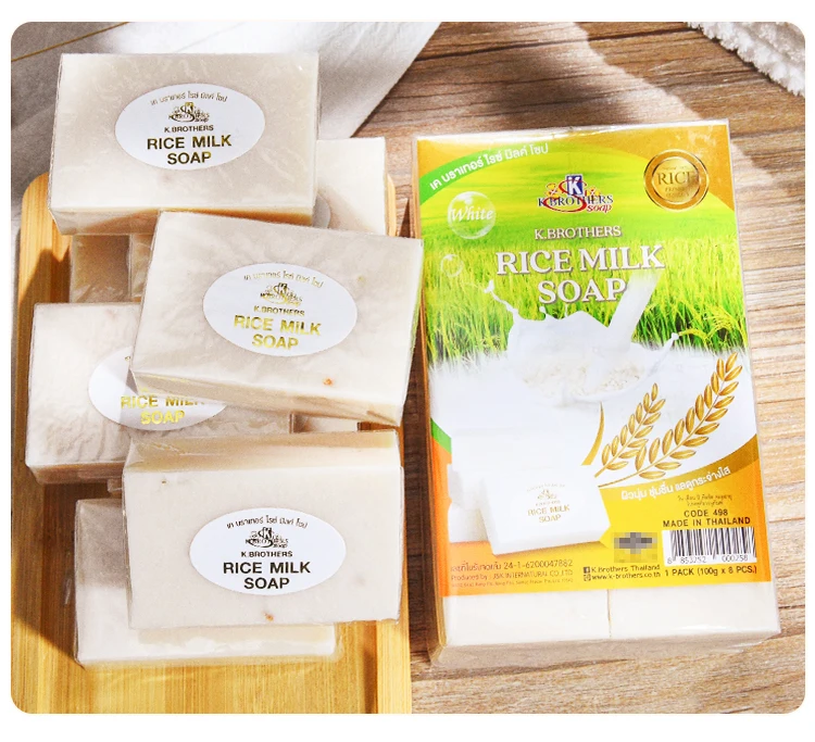 

K Thai Rice Soap Handmade with Essential Oil, For Men & Women Face & Body Cleansing, Imported