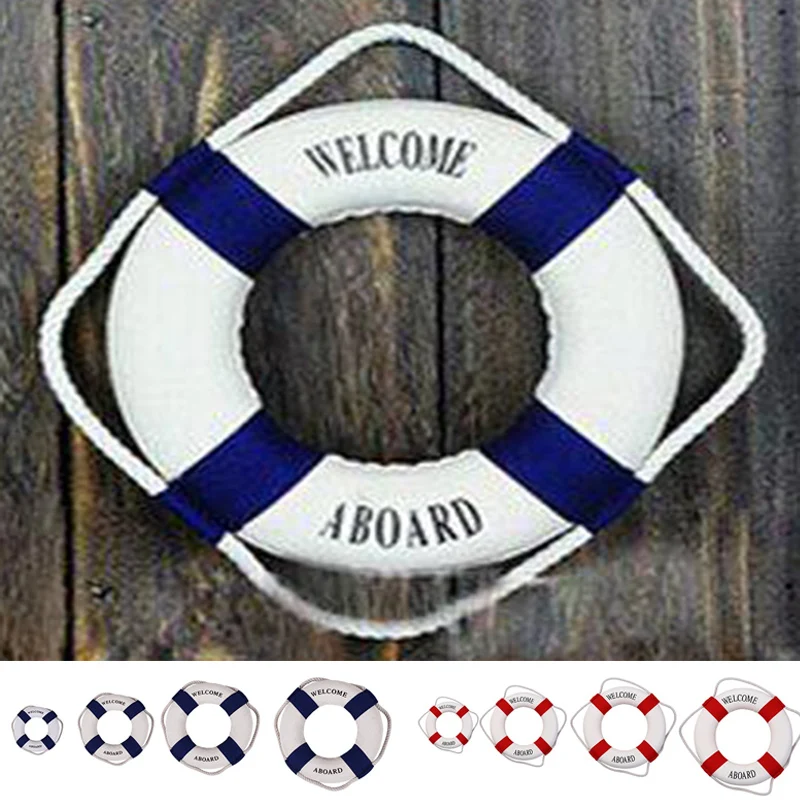 Wall Ornament Life Buoy Foam Aboard Nautical Life Lifebuoy Ring Boat Wall Hanging Mediterranean Style Home Decoration