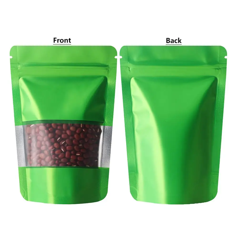 50 pcs Thickened 20c Viewable Window Upright Aluminum Foil Seal Bone Mylar Bag Tea Snacks Nuts Moisture Resistant Storage Bag