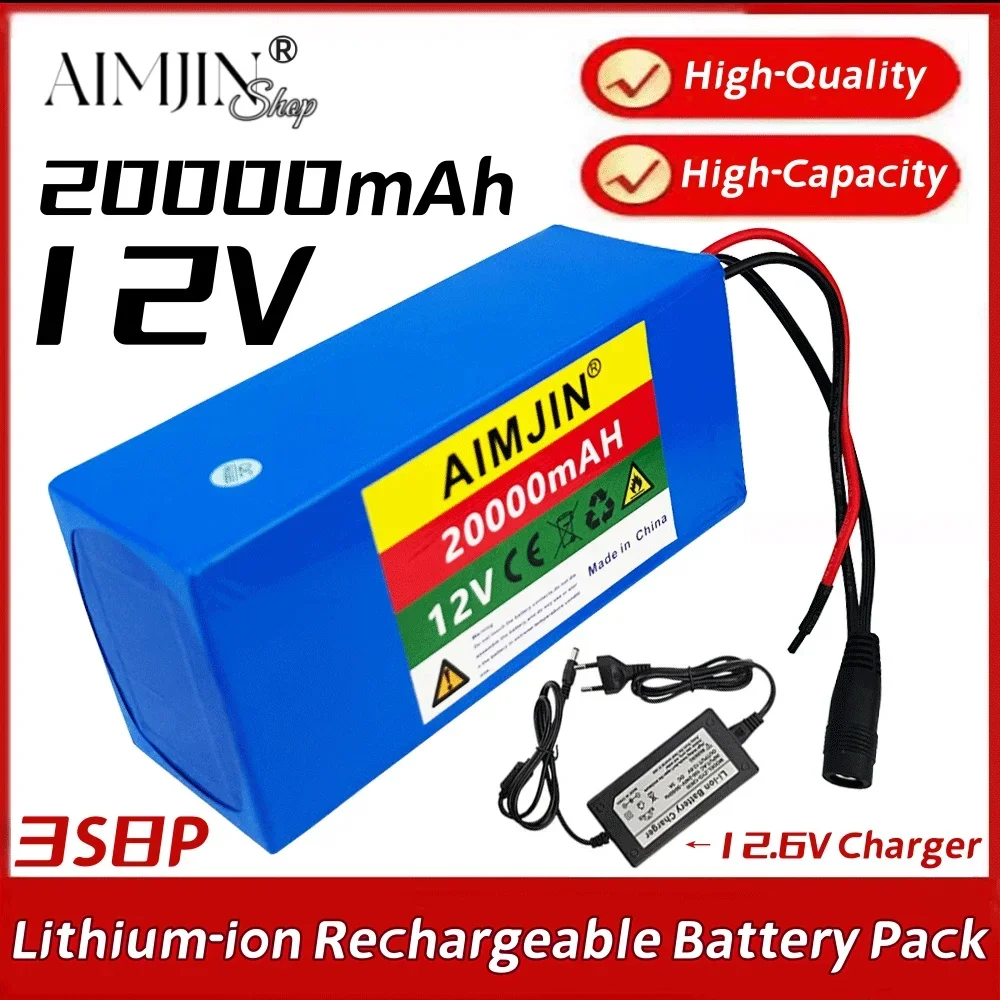 

100% New 3s8p 18650 battery pack 12v 20Ah 18650 Li-ion battery 20000mAh for inverter miner's lamp With BMS +12.6V Charger