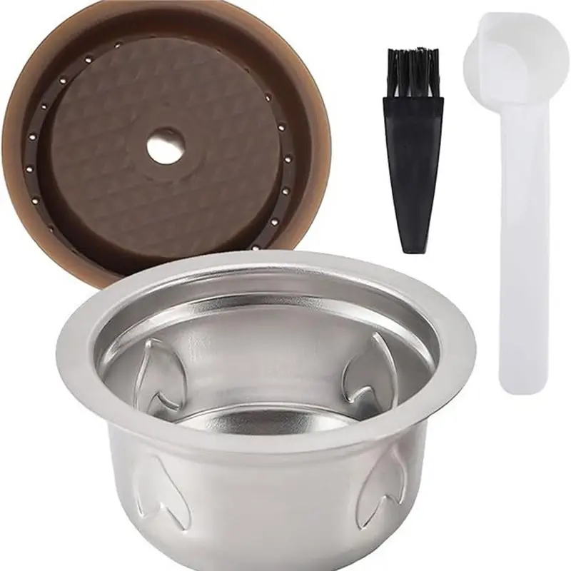 A65T-Reusable Espresso Pods For Nespresso Vertuo /Next/Plus Refillable Coffee Capsule W/H Silicone Cap Spoon & Brush