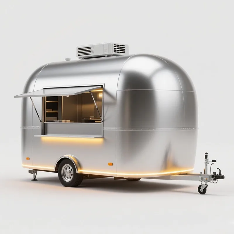 Mobile Snack Cart with Wheels Easy Moving Food Vending Truck for Ice Cream Popcorn Beverage Selling