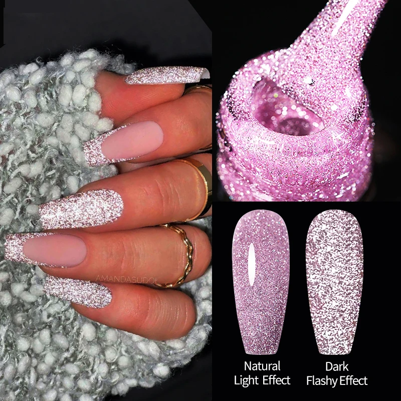 UR SUGAR Funkelnder roter Gel-Nagellack, reflektierender Glitzer, semi-permanenter Nail-Art-Lack für Maniküre, benötigt den Base Top Coat