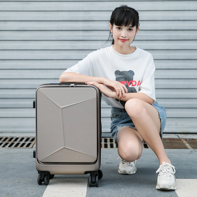 Valise d'embarquement d'ordinateur à ouverture frontale pour hommes et femmes, bagage d'affaires, mode, chariot de voyage, verrouillage par mot de passe muet, 20/24 pouces