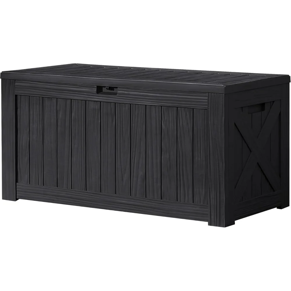 Devoko 120 Gallon Deck Box Resin Outdoor Storage Box Waterproof for Patio, Large Outdoor Storage Bench Lockable for Outside
