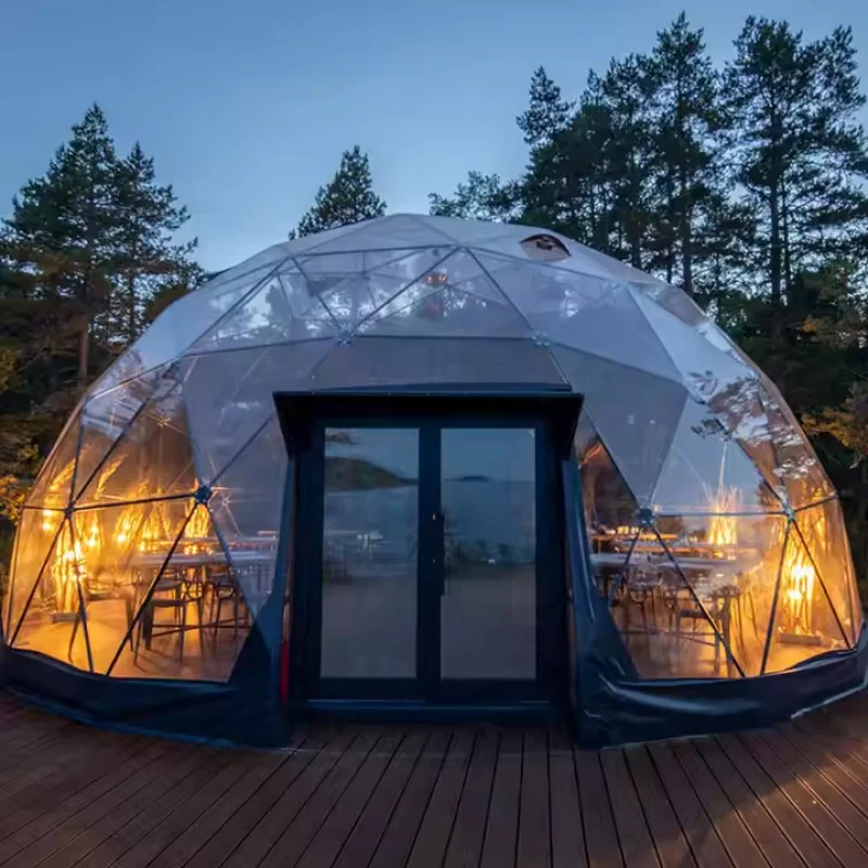 مخصص. مخصص فاخر في الهواء الطلق البلاستيكية حديقة Igloo Glamping فندق الجيوديسية قبة خيمة بيع #4