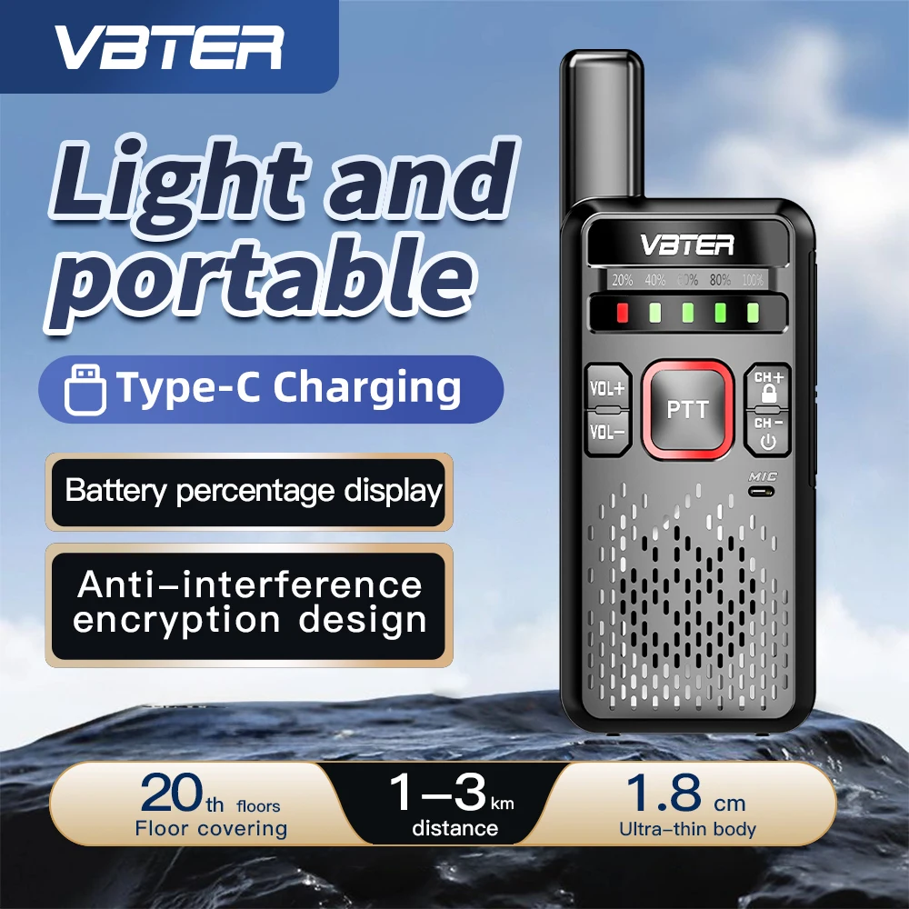 2/4 قطعة VBTER WBT-V1 عالية الطاقة راديو صغير لاسلكي يده التناظرية اتجاهين 5-كيلومتر الاتصالات لمواقع عن بعد الفنادق ل C