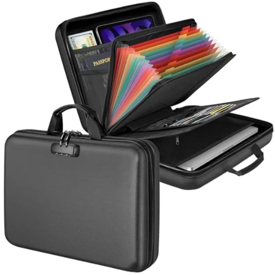 

Fireproof Document Organizer Bag, 5200℉ File Organizer Safe Box, Hard Shell Document Bag with 13 Pocket Accordion File Folder