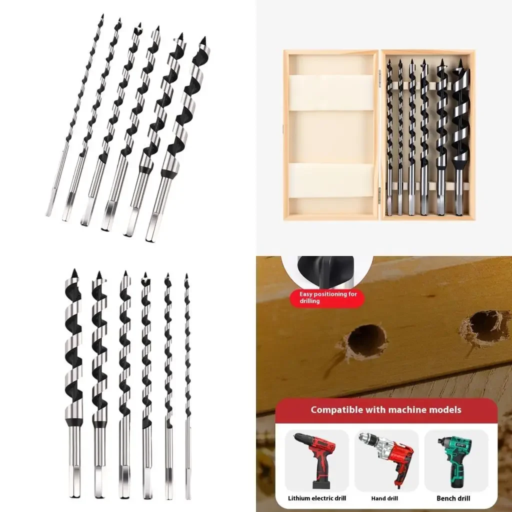 6 Piece Extended Length Boring Drill Bit Set For Thick Door And Hardwood Specialized for Drilling Wood Doors and Panels