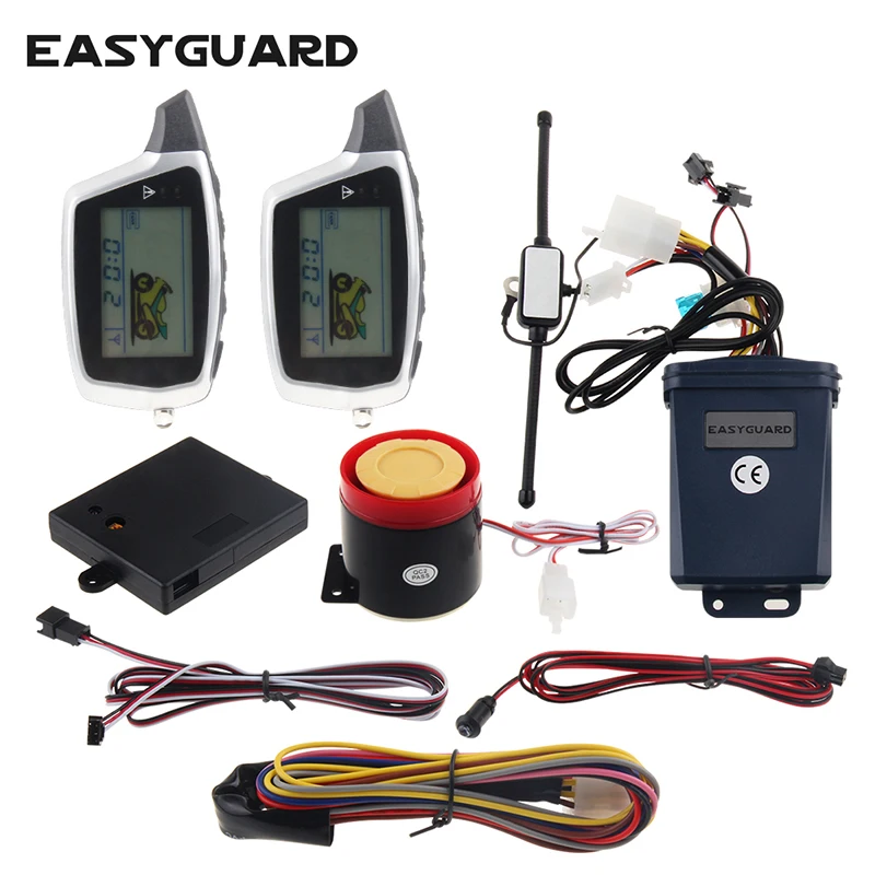 EASYGUARD2 way LCD pager display Motorcycle Alarm remote engine start, microwave sensor
