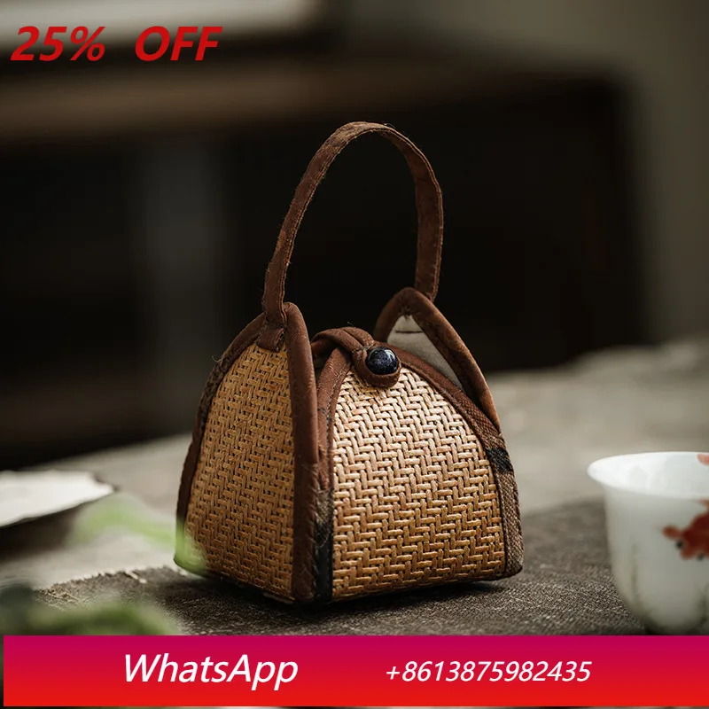 

LTT handmade rattan master cup bag portable portable cover bowl storage bag tea bag