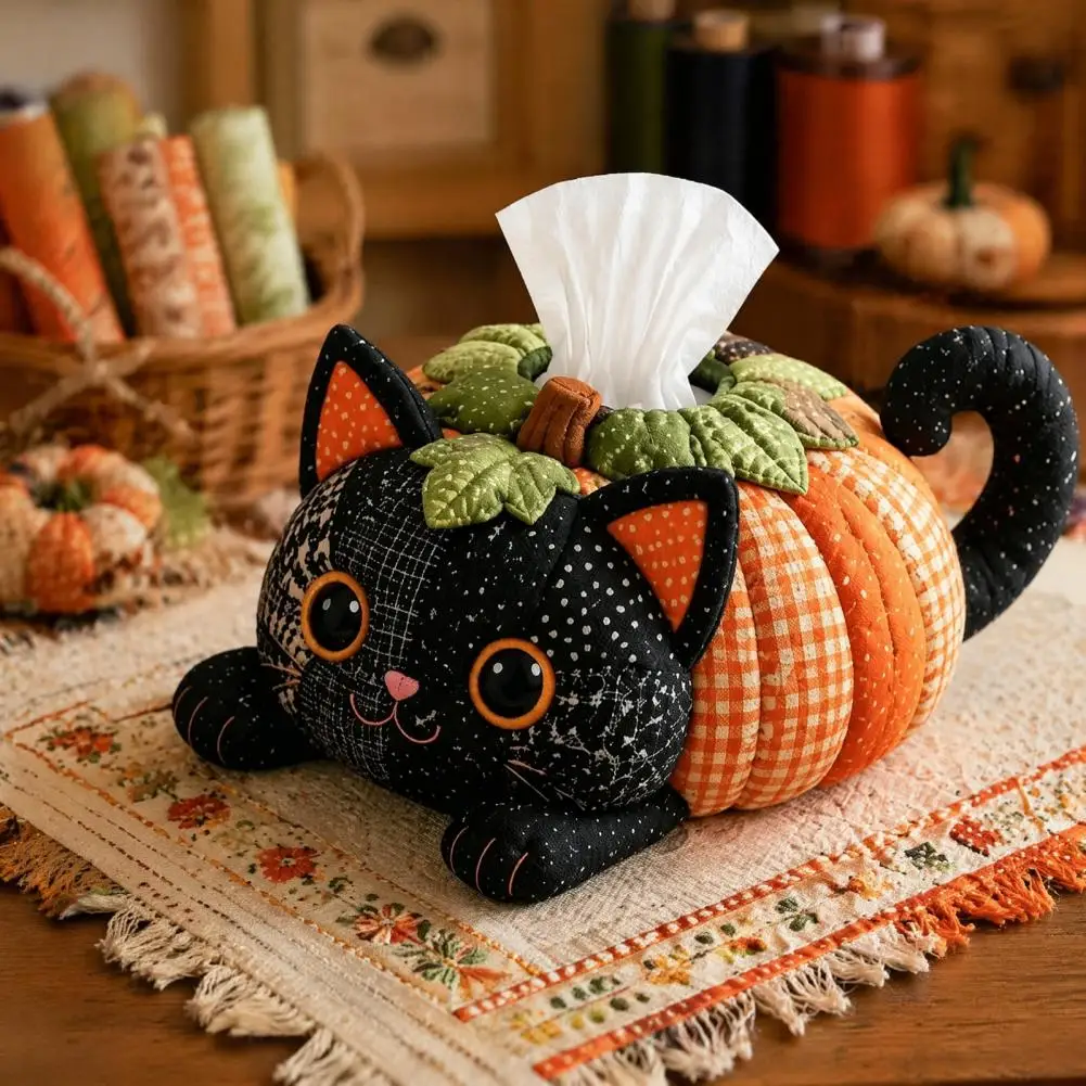 Halloween Party Home Accents Halloween Patchwork Fabric Craft Set Diy Sewing Kit for Quilted Tissue Box Cover for Adults