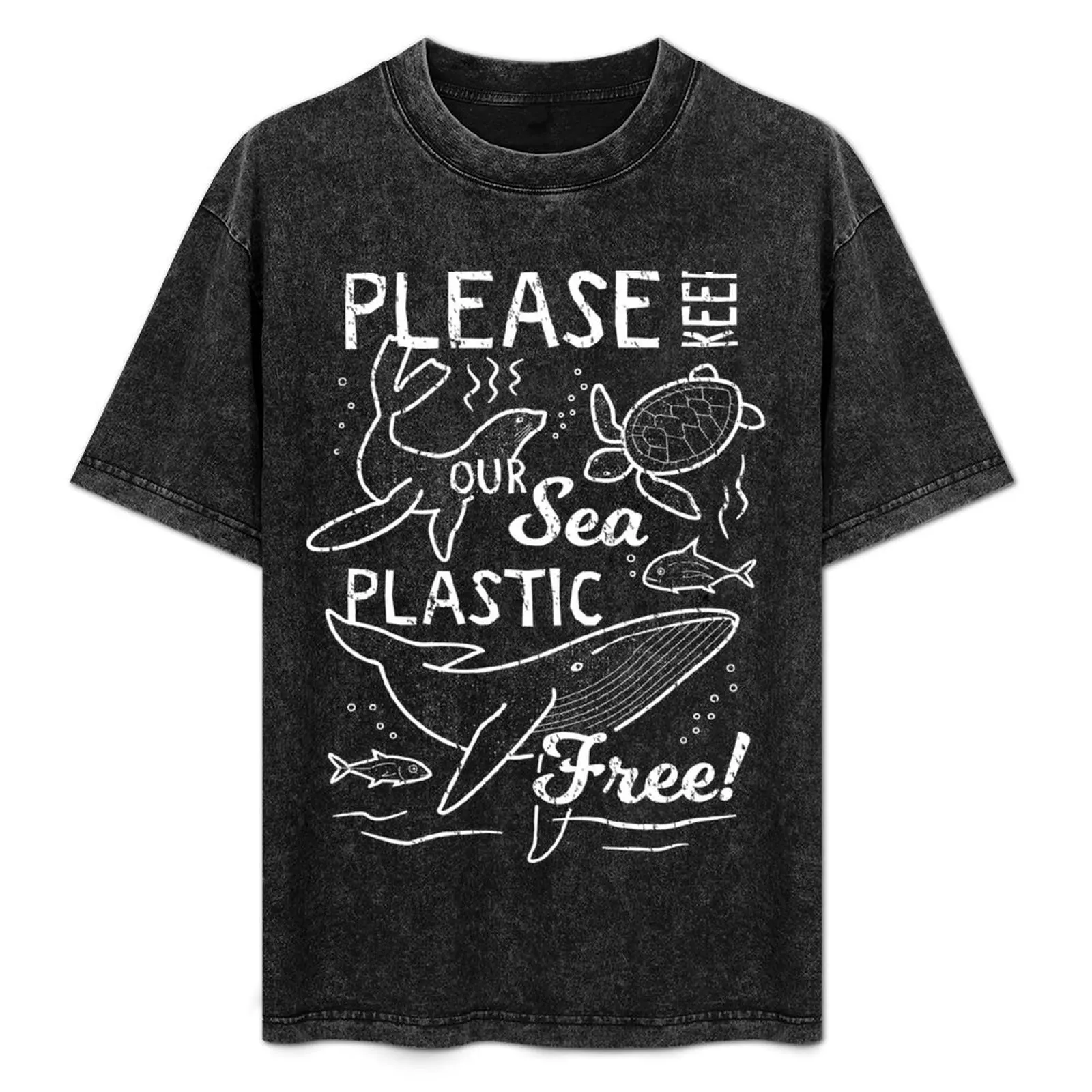 

Please Keep Our Sea Plastic Free - Marine Animals T-Shirt Plus Size Solid Color T-Shirt
