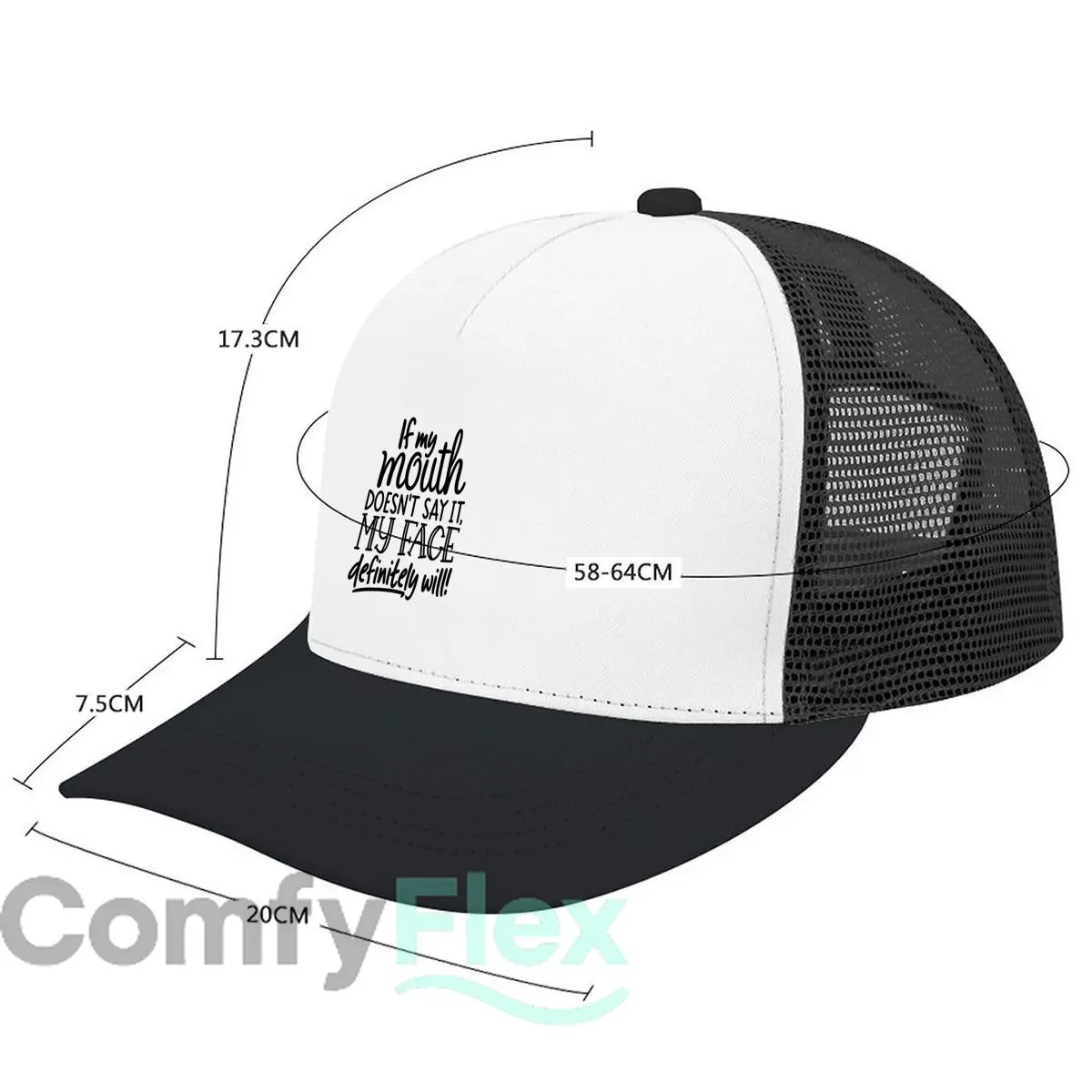 If My Mouth Doesnt Say It My Face Definitely Will Mesh Baseball Cap Casual Hat For Womens Unisex Female
