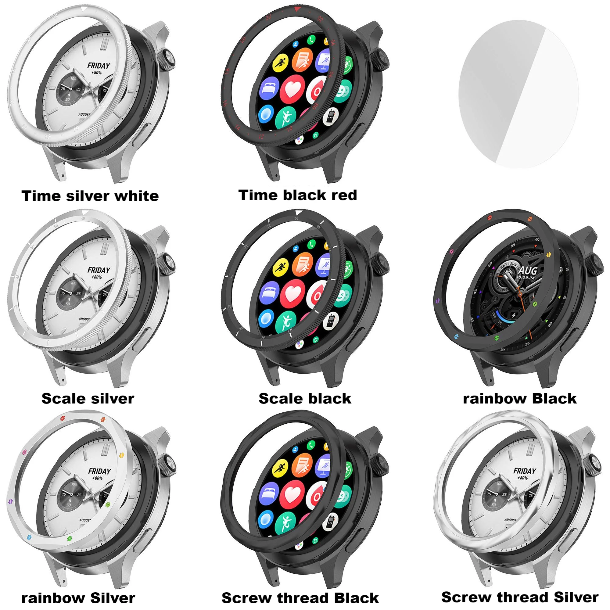 Metal Bezel Ring For Xiaomi Watch S4 S3 bezel ring Watch Case with Tempered film for xiaomi Watch S4 S3 eSIM screen protector