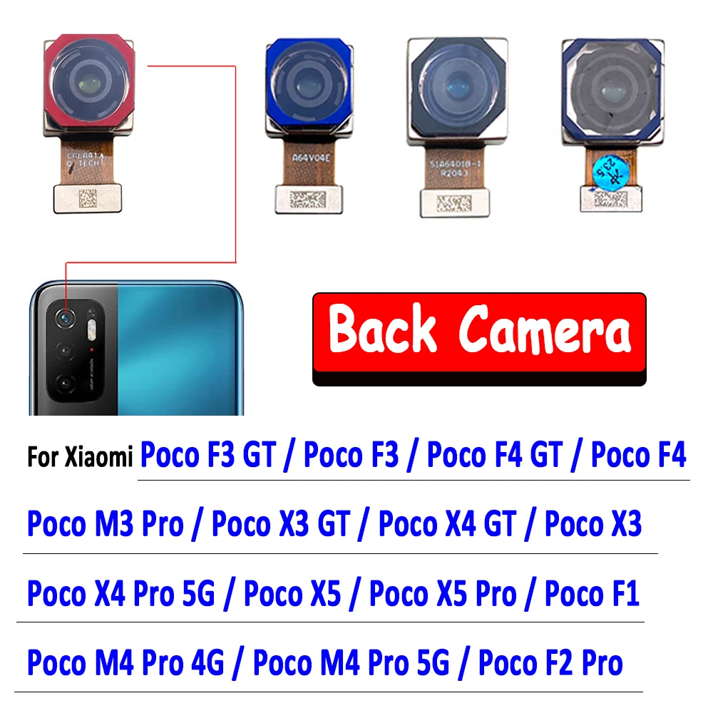 ทดสอบใหม่ด้านหลังหลักใหญ่ด้านหลังกล้องหลังใหญ่สายเฟล็กซ์ซ่อมเปลี่ยนสำหรับ Xiaomi poco F3 F4 X3 X4 GT M3 X4 F2 Pro 5G F1