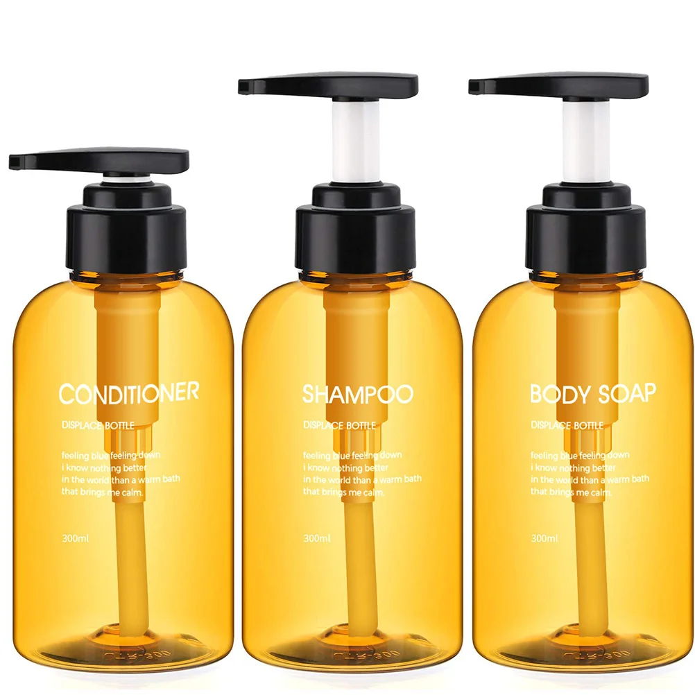 

3pcs Large Capacity Press Pump Lotion Bottle Refillable Subpackaging Emulsion Bottle Thick Durable Plastic Travel Home Use 500Ml
