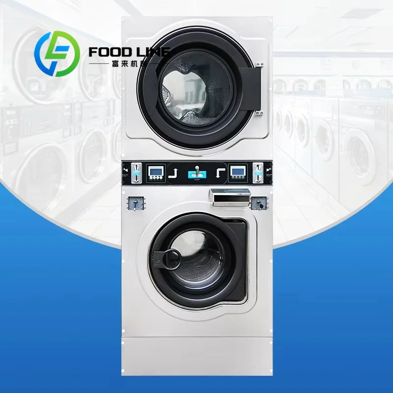 Cheap Price Washing And Drying Clothes For Self-service Laundromat Machines Coin Stacked Washing Machine And Dryer Customize
