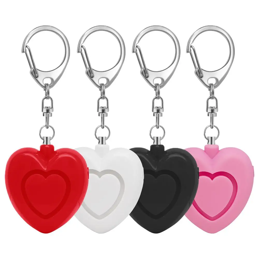 Heart-shaped Anti-wolf Alarm with Lamp High Decibel Kid Call for Help Alarm Female Self-defense Mini Alarm Portable Protection ﻿