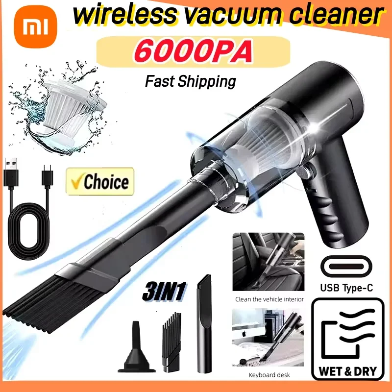 Xiaomi Wireless Car Vacuum Cleaner 6000pa Portable  Car Home Powerful Blower Strong Suction Handheld Vacuum Cleaner Hot Sale