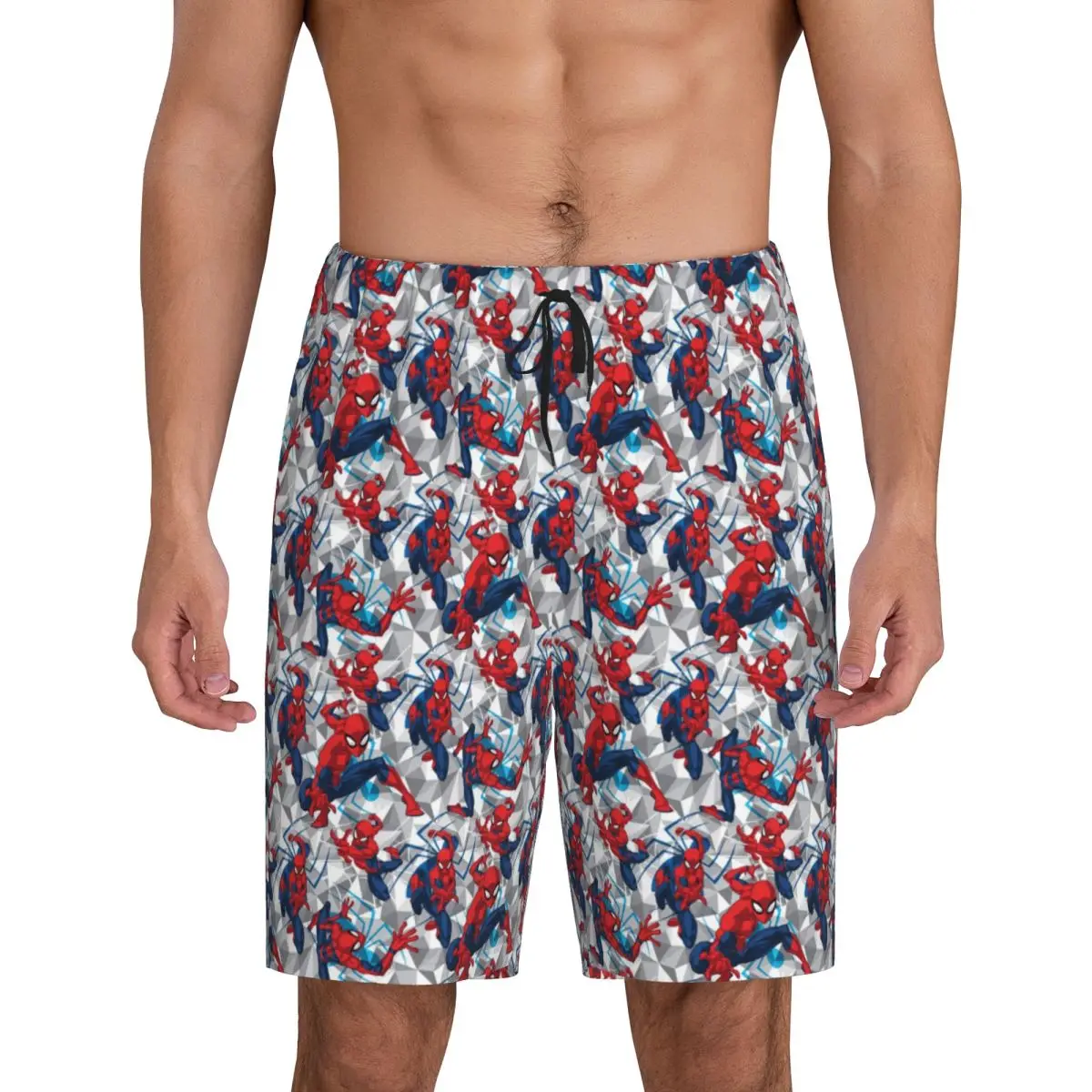 

Custom Print Spider Man Web Pajama Shorts Men's Sleepwear Bottoms Sleep Short Pjs with Pockets