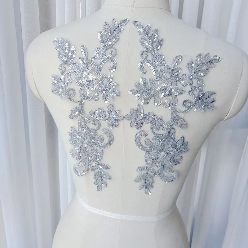 4 قطع، ملصقات مطرزة لفستان الزفاف الملون بخرز الأظافر، مواد أغطية الرأس لفستان الزفاف المصنوع يدويًا، إكسسوارات الملابس