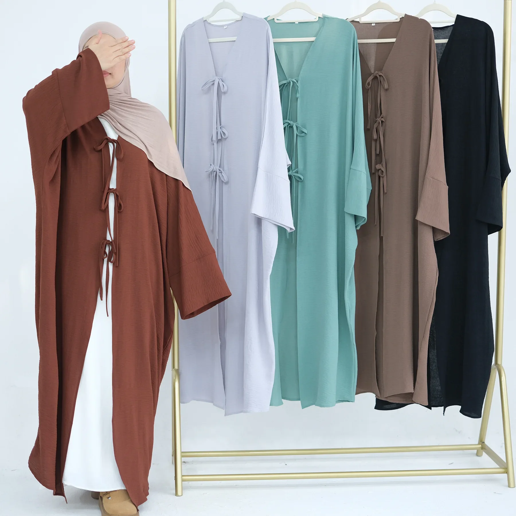 Eid Kimono Paar Abaya Dubai Türkei Islam Muslim Kleid Kaftan Marocain Abayas für Frauen Kaftan Robe Femme Musulmane Jalabiya Kleid