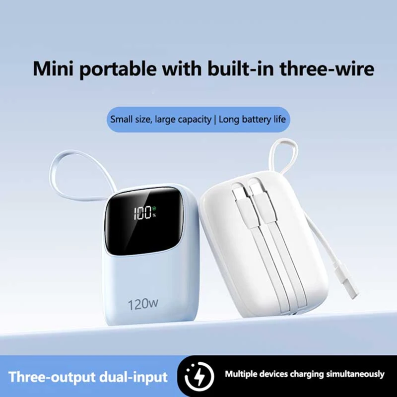 باور بانك بشاشة رقمية صغيرة 100000 مللي أمبير في الساعة مع ثلاثة خطوط شحن سريع بنك طاقة متنقل ذو سعة كبيرة لجميع الهواتف 2026