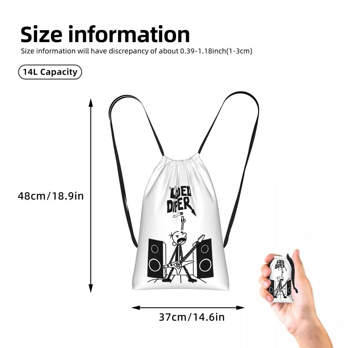 Diary Of Wimpy Kid World Book Day Drawstring Backpack hiking cycling Bag Lightweight Foldable Storage Drawstring Bag Men Women