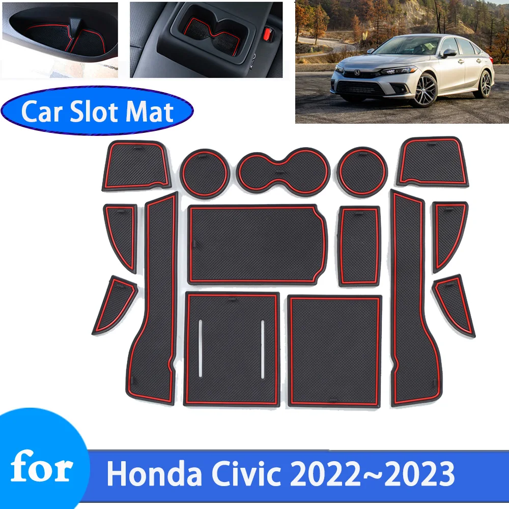 Rubber Mat Door Groove for Honda Civic 11th gen Honda Civic 11 FE EL 2022 2023 Gate Slot Pad Car Interior Stickers Accessories